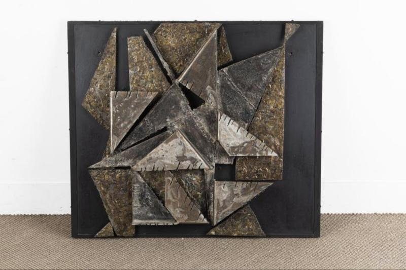 Composition géométrique, sculpture murale en métal